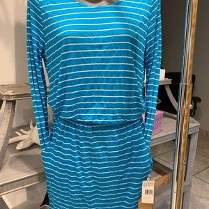 Blue Striped dress cut out back